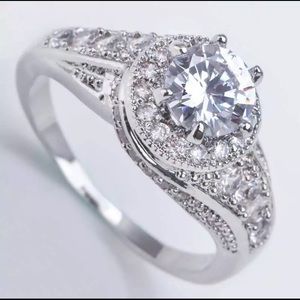 925 Silver White Sapphire Anniversary Bridal Ring